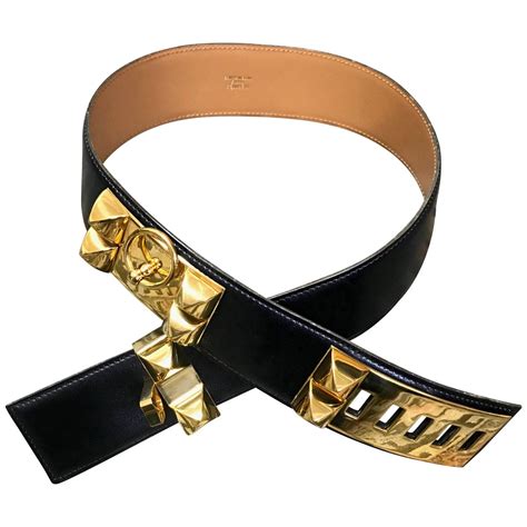 hermes collier de chien black and gold|Hermes collier de chien belt.